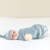 Picture of MairMore Baby Swaddle Receiving Blankets with Matching Beanie Set Newborn Nursery Swaddle Wrap for Baby Girls and Boys (Blue)