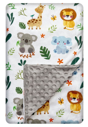 Picture of Baby Blanket for Boys Girls Double Layer Soft Plush Minky Blanket with Dotted Backing, Toddler Baby Newborn Blanket Shower Gifts (Cute Animal, 30 X 40 inches)