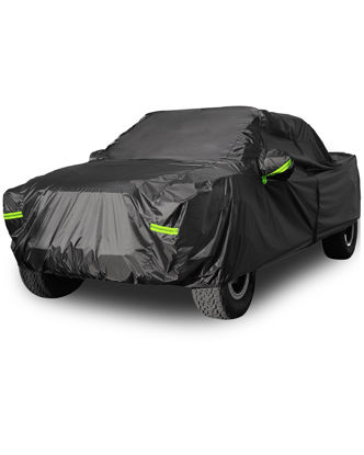 Picture of Morhept Pickup Truck Cover Waterproof All Weather, Outdoor Indoor Truck Protection Cover for Ford f150 / Chevy Silverado/Dodge Ram 1500, Truck Tarp Cover Black(Length 230 to 242 inch)
