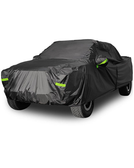 Picture of Morhept Pickup Truck Cover Waterproof All Weather, Outdoor Indoor Truck Protection Cover for Ford f150 / Chevy Silverado/Dodge Ram 1500, Truck Tarp Cover Black(Length 230 to 242 inch)