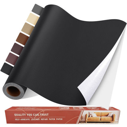 Picture of Self Adhesive Leather Repair Patch Kit, 31.5 in x 16 in Large Vinyl Leather Repair Tape for Furniture, Car Seat, Couch, Sofa, Chair Black