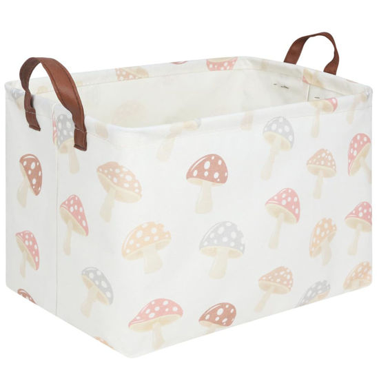 Picture of FXOCSHE Rectangular Baby Laundry Basket,Mushroom Basket,Collapsible Waterproof Kids Toys Storage box,kids gift hamper,Toy Bins,Baby Room Decor(Mushroom)