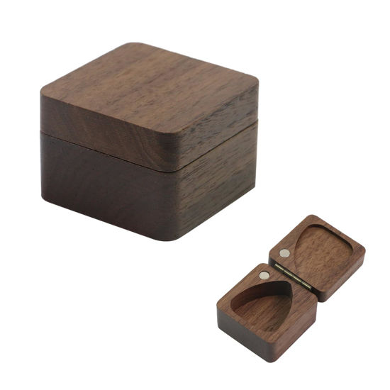 Picture of Chinflly 1 PCS Guitar Pick Box,Wooden Guitar Pick Holder Guitar Picks Case Storage Organizer,Gift for Guitar Player