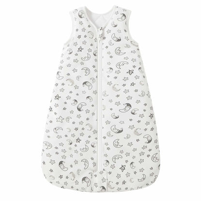 Picture of Mosebears Sleep Sack Baby Winter Wearable Blanket with 2-Way Zipper,2.5 TOG Cotton Sleep Sack Unisex (White Star, 0-6 Months)