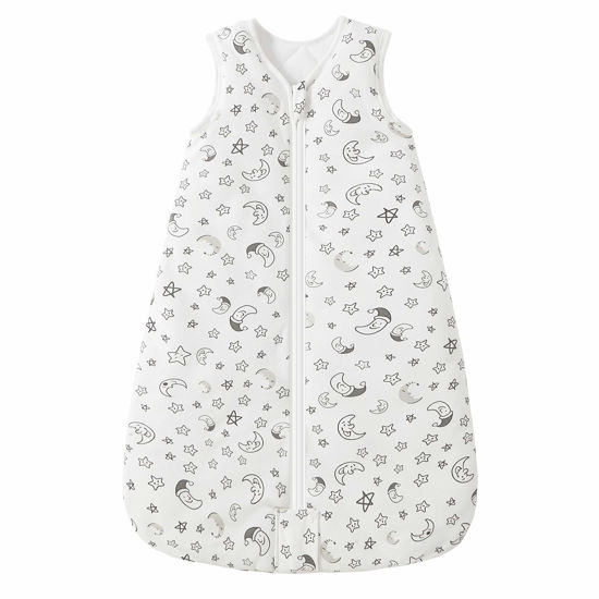 Picture of Mosebears Sleep Sack Baby Winter Wearable Blanket with 2-Way Zipper,2.5 TOG Cotton Sleep Sack Unisex (White Star, 0-6 Months)