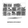 Picture of Cheerock Guitar Screws Kit for Electric Guitar Bridge, Pickup, Pickguard, Tuner, Switch, Neck Plate, 254 Pieces Guitar DIY Kit with A Elbow tweezers (9 Types, Sliver)