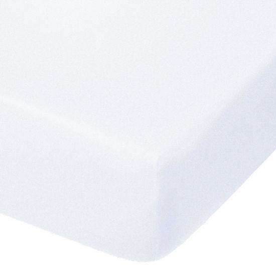 Picture of NTBAY 100% Brushed Microfiber Fitted Crib Sheet, Super Soft and Cozy 28x52 Crib Sheet for Standard Crib and Toddler Mattresses, Boys, Girls, Unisex, White, 28x52 Inches