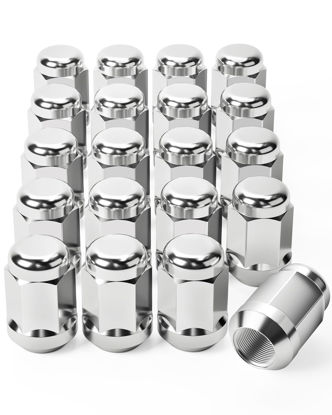 Picture of Orion Motor Tech 1/2"-20 Lug Nuts with Cone Seat, 3/4" 19mm Hex 1.38x0.87 in. Chrome Plated Wheel Lug Nuts Compatible with Ford Mustang Explorer F-150 Dodge Ram 1500 Jeep Wrangler, Set of 20