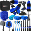 Picture of Qydipclin 24Pcs Car Detailing Kit, Car Detailing Brush Set, Car Wash Cleaning Kit, Car Detailing Brushes, Professional Car Care Kit for Interior Exterior Wheels, Blue