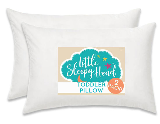 Picture of Little Sleepy Head Toddler Pillow 13x18 - Hypoallergenic Ergonomic Pillow for Sleeping, Kids Pillow, Nursery Pillow, Soft Neck Support Pillow (2-Pack)
