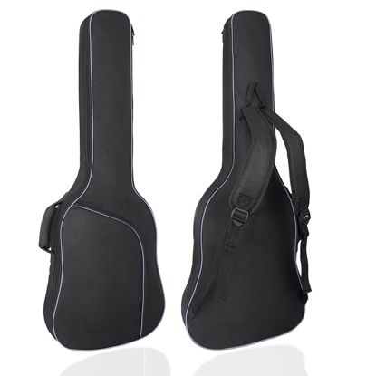 Picture of MUZNOTE Electric Guitar Case, Electric Guitar Bag Padded Electric Guitar Gig Bag 0.38 Inch Padding Soft Guitar Case with Neck Strap, Back Hanger Loop, Black