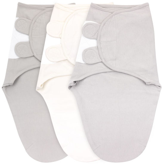 Picture of Bublo Baby Swaddles for Newborns - 3 Pack Baby Swaddles for 0-3 Months - Baby Swaddle Sleep Sack - Infant Sleeping Swaddle Sack - Adjustable Swaddle Blanket Wrap Boy Girl (Pastel Grey-White Solid)