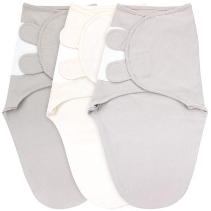 Picture of Bublo Baby Swaddles for Newborns Girl - 3 Pack Baby Swaddles 3-6 Months - 3-6-Month swaddles -Baby Swaddle Sleep Sack - Infant Swaddle Sleeping Sack - Swaddle Blanket Wrap (Pastel Grey-White Solid)