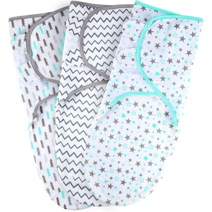 Picture of Bublo Baby Preemie Swaddles 4-7 lbs - 3-Pack Premature Babies Swaddle Sleep Sack - Premature Infant Sleeping Sack - Easy Adjustable Baby Swaddle Blanket Wrap Boy Girl (Aqua)