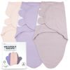 Picture of Bublo Baby Swaddles for Newborns - 3 Pack Organic Baby Swaddles for 0-3 Months - Baby Swaddle Sleep Sack - Infant Sleeping Swaddle Sack - Adjustable Swaddle Blanket Wrap Girl (Baby Pink-Lavender)