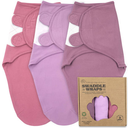 Picture of Bublo Baby Swaddles for Newborns Girl - 3 Pack Organic Baby Swaddles for 0-3 Months - Baby Swaddle Sleep Sack - Infant Sleeping Swaddle Sack - Adjustable Swaddle Blanket Wrap (Maroon)
