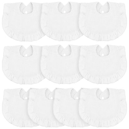 Picture of 10 Pcs Baby Muslin Bibs Drool Bandana Soft Adjustable Baby Cotton Bibs for Newborn Baby Girl Boy Toddlers Infants Teething (White)