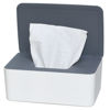 Picture of Diaper Wipes Dispenser, Tissue Storage Box Case, Wet Wipe Dispenser Holder with Lid for Home, Office, Cars (Gray-White)