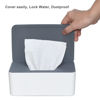 Picture of Diaper Wipes Dispenser, Tissue Storage Box Case, Wet Wipe Dispenser Holder with Lid for Home, Office, Cars (Gray-White)