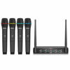 Picture of Debra Audio Pro UHF 4 Channel Wireless Microphone System with Cordless Handheld Lavalier Headset Mics, Metal Receiver, Ideal for Karaoke Church Party (with 4 Handheld (B))