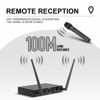 Picture of Debra Audio Pro UHF 4 Channel Wireless Microphone System with Cordless Handheld Lavalier Headset Mics, Metal Receiver, Ideal for Karaoke Church Party (with 4 Handheld (B))