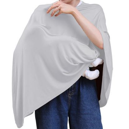 Picture of Seejoy Nursing Cover for Breastfeeding, 360°Full Coverage Nursing Poncho, Rayon Soft & Breathable Breastfeeding Cover up (Smooth Rayon, Knit Grey)