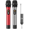 Picture of TONOR Wireless Microphone, Metal Cordless Mic with Rechargeable Receiver, 200ft Range UHF Handheld Dynamic Microfonos Inalambricos Professional for Karaoke Singing Party Wedding Church TW630 Grey&Red