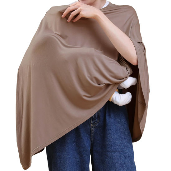 Picture of Seejoy Multi-use Nursing Cover for Breastfeeding, 360°Full Coverage Nursing Poncho, Rayon Soft & Breathable Breastfeeding Cover up (Smooth Rayon, Mocha)