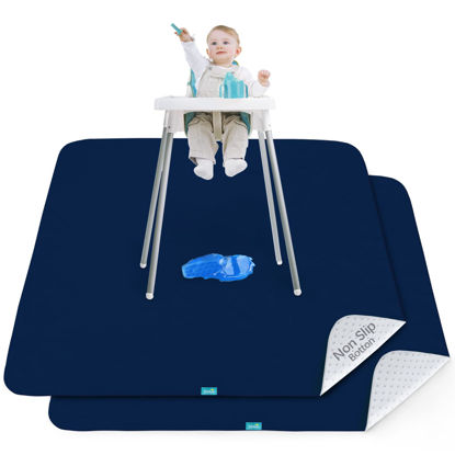 Picture of Splat Mat 2 Pack for Under High Chair & Arts & Crafts & Eating Mess, Waterproof 42''×46'' Baby Playtime Anti-Slip High Chair Mat for Floor or Table, Reusable & Portable Splash Mat for Under High Chair