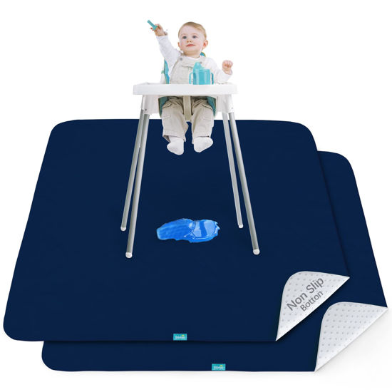 Picture of Splat Mat 2 Pack for Under High Chair & Arts & Crafts & Eating Mess, Waterproof 42''×46'' Baby Playtime Anti-Slip High Chair Mat for Floor or Table, Reusable & Portable Splash Mat for Under High Chair