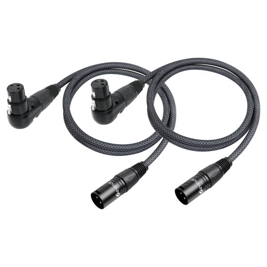 Picture of Devinal Right Angle XLR Cable, Right Angle Female XLR to Straight Male XLR Microphone Mic Cable Cord, 90 Degree XLR Female Adapter for Sound Devices Mixer Recorder 3.3 FT 2 pcs