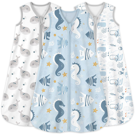 Picture of Yoofoss Baby Sleep Sack 6-12 Months 0.5 Tog Wearable Blanket for Baby, 3 Pack 100% Cotton Infant Toddler Sleeping Sack 2-Way Zipper Lightweight Sleep Sack