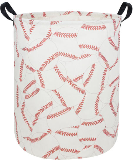 Picture of Sanjiaofen Kids Laundry Hamper,Baseball Laundry Basket Collapsible Boys Storage Baskets for Home,Office,Toy Organizer,Home Decor(Baseball)