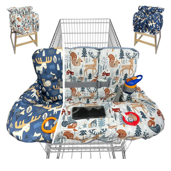 Picture of Shopping Cart Cover for Baby Grocery Cart Cover for Baby boy and Baby Girl, High Chair Cover for Baby and Toddler, Baby Registry Gift - Waterproof - Extra Large - Cotton - Double Sided (Multi)