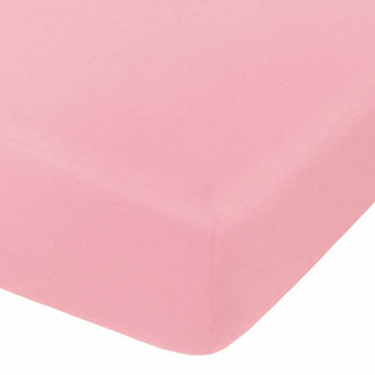Picture of NTBAY 100% Brushed Microfiber Fitted Crib Sheet, Super Soft and Cozy 28x52 Crib Sheet for Standard Crib and Toddler Mattresses, Boys, Girls, Unisex, Pink, 28x52 Inches