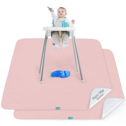 Picture of Splat Mat 2 Pack for Under High Chair & Arts & Crafts & Eating Mess, Waterproof 42''×46'' Baby Playtime Anti-Slip High Chair Mat for Floor or Table, Reusable & Portable Splash Mat for Under High Chair