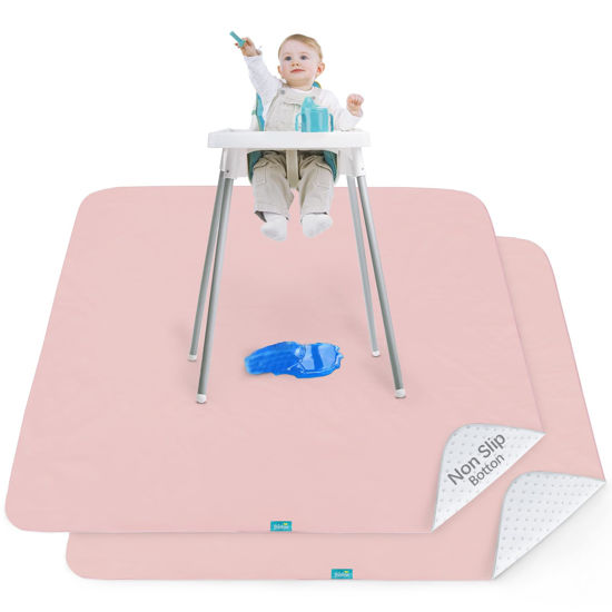 Picture of Splat Mat 2 Pack for Under High Chair & Arts & Crafts & Eating Mess, Waterproof 42''×46'' Baby Playtime Anti-Slip High Chair Mat for Floor or Table, Reusable & Portable Splash Mat for Under High Chair