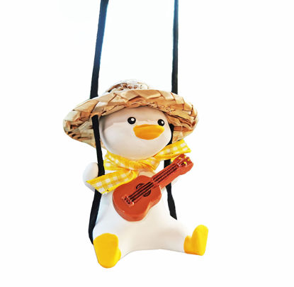 Picture of Swinging Duck Car Hanging Ornament Cute Car Decor Rear View Mirror Accessories Car Mirror Hanging Accessories Car Pendant Interior Car Accessories for Women Car Charm Car Mirror Accessories(Guitar)