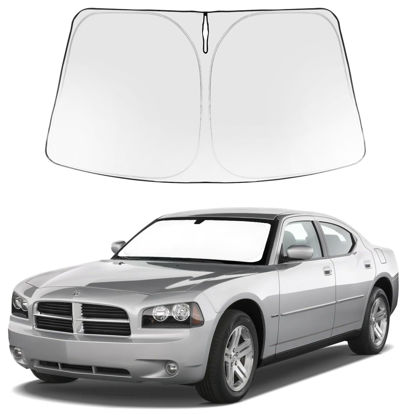 Picture of Proadsy 2024 Upgrade Windshield Sun Shade Custom Fit 2006-2010 Dodge Charger Foldable Front Sunshade Protector Sun Visor Blocks UV Rays Keep Car Cooler