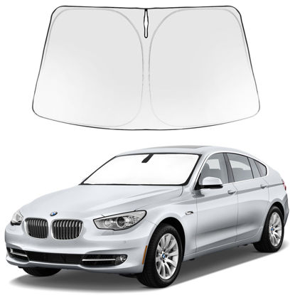 Picture of Proadsy 2024 Upgrade Windshield Sun Shade Custom Fit 2011-2016 BMW 5 Series Foldable Front Sunshade Protector Sun Visor Blocks UV Rays Keep Car Cooler