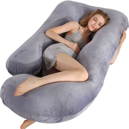 Picture of BATTOP Pregnancy Pillow for Sleeping,Full Body Maternity Pillow with Removable Washable Cover,Support for Back,HIPS,Legs,Belly for Pregnant Women