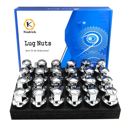 Picture of Kadrick 24Pcs M14x1.5 Lug Nuts Replacement for Ford Expedition/F-150 2015-2022, One-Piece Solid Chrome OEM Factory Style Large Acorn Seat Wheel Nuts for Lincoln 2016-2021 MKX, Anti-Rust Updated…