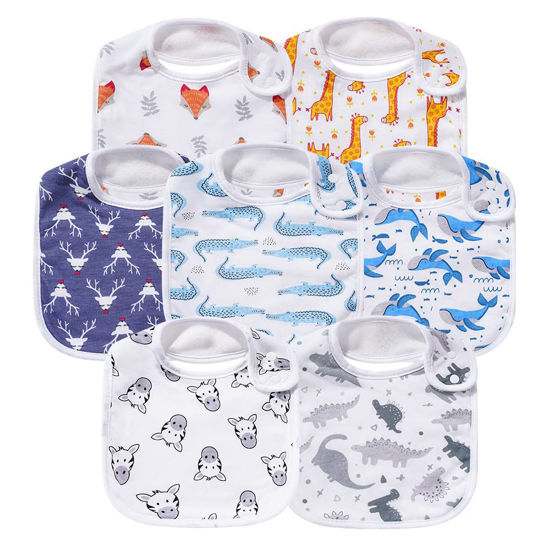Picture of Gelisite 7 Pack Baby Cotton Absorbent Bibs for Drooling Teething