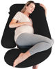 Picture of Cute Castle Pregnancy Pillows, Soft U-Shape Maternity Pillow with Removable Cover - Full Body Pillows for Adults Sleeping - Pregnancy Must Haves - Jumbo 57 Inch - Black