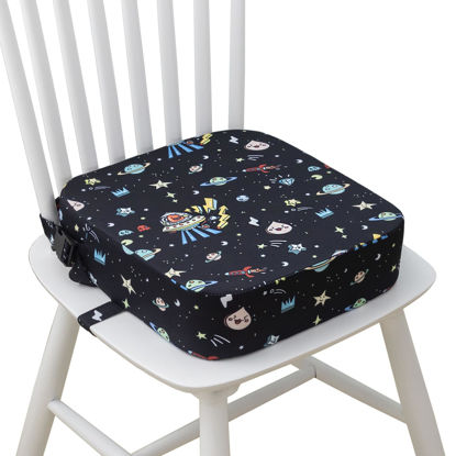 Picture of Eiury Toddler Booster Seat for Dining Table, Portable Kids Booster Seat with Safety Buckles Portable Increasing Booster Cushion with Non-Slip Bottom (Black Astronaut)
