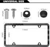 Picture of American Flag License Plate Frames, 2 Pack Black Patriotic USA Car Plate Frame, Aluminum License Plate Holder with Free Screws Fasteners Caps and Tool