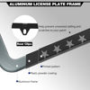 Picture of American Flag License Plate Frames, 2 Pack Black Patriotic USA Car Plate Frame, Aluminum License Plate Holder with Free Screws Fasteners Caps and Tool