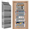 Picture of SpaceHacks 1 Pack Over The Door Organizer, Hanging Storage Organizer with Clear Window, 40lb Ultra Sturdy Large Capacity Room Organizer for Pantry Laundry Bathroom Nursery Closet Baby Essential (Grey)