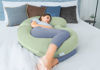 Picture of QUEEN ROSE Cooling Pregnancy Pillows - E Shaped Pregnancy Pillows for Sleeping, Detachable Body Pillow for Pregnant Side Sleeper, Cooling Silky Cotton Cover, Sage Green