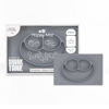 Picture of ezpz Happy Mat - 24 Months+ (Gray) - 100% Silicone Suction Plate with Built-in Placemat for Toddlers + Preschoolers - Divided Toddler Plates - Toddler Essentials